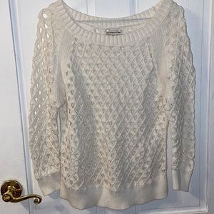 American Eagle Crochet Top with 3/4 Length Sleeves Size Medium